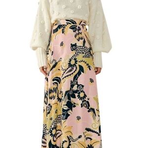 Farm Rio cream sweater with flower appliqués small